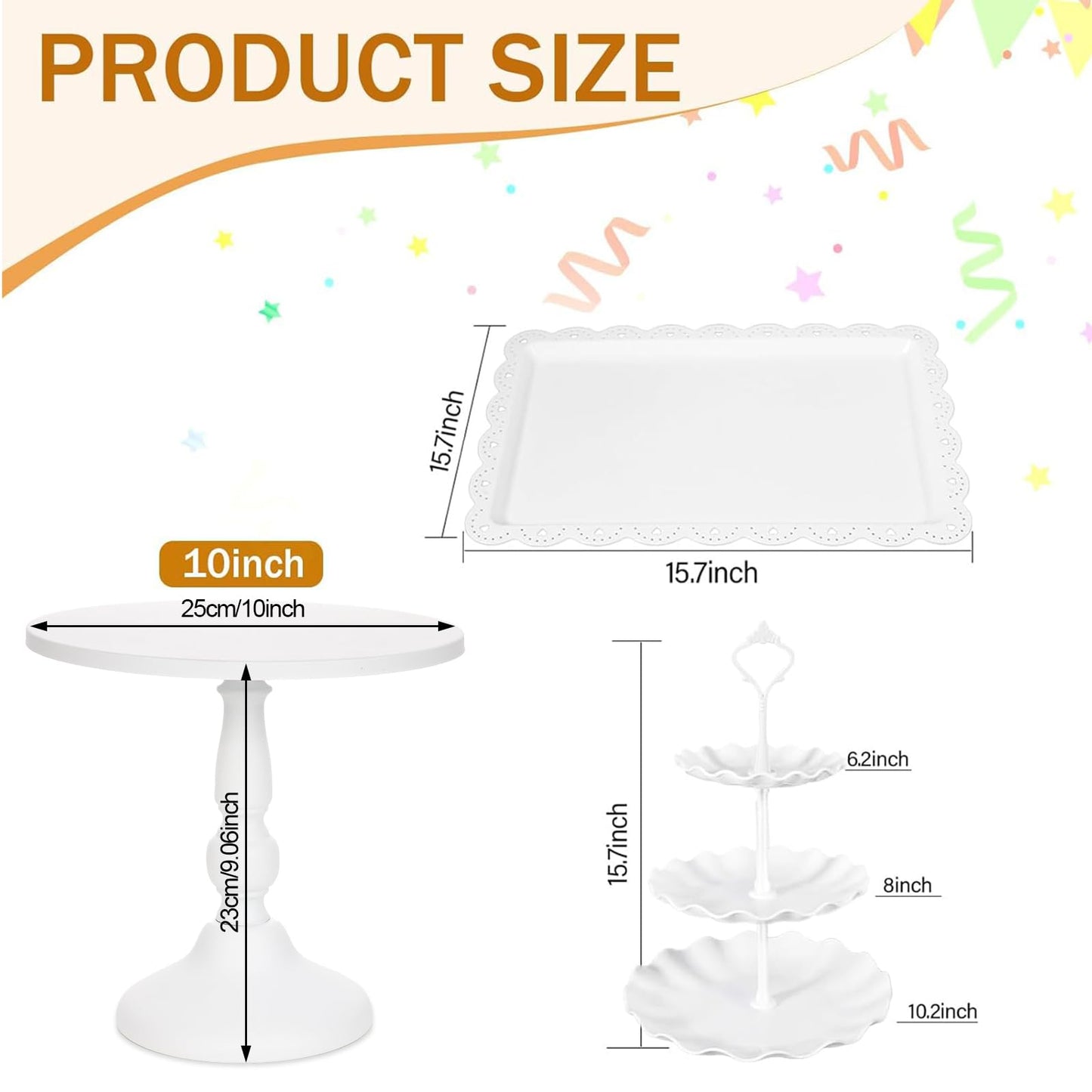 7 Pcs Dessert Table Stand Set 2 Pcs 3-Tier Plastic Cupcake Stands 1 Pc Metal White Cake Stand for Party Cookie Tray Rack Serving Tray Display Tower for Wedding Baby Shower