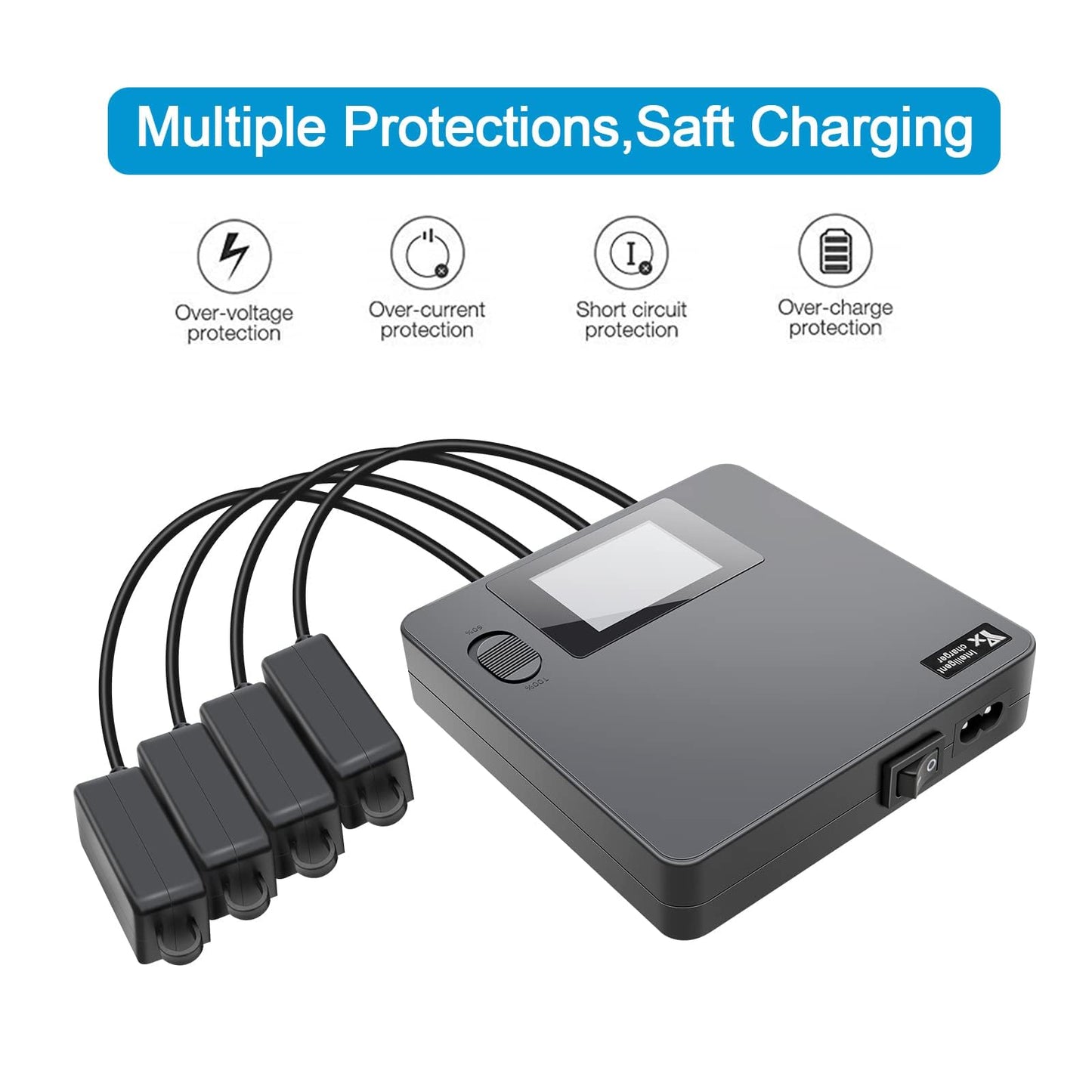 Hanatora LCD Simultaneous Charger with Storage Charge for DJI Mini 3,3 Pro,4 Pro Battery,Fast Multi Parallel 6 in 1 Display Charging Hub Drone Accessories