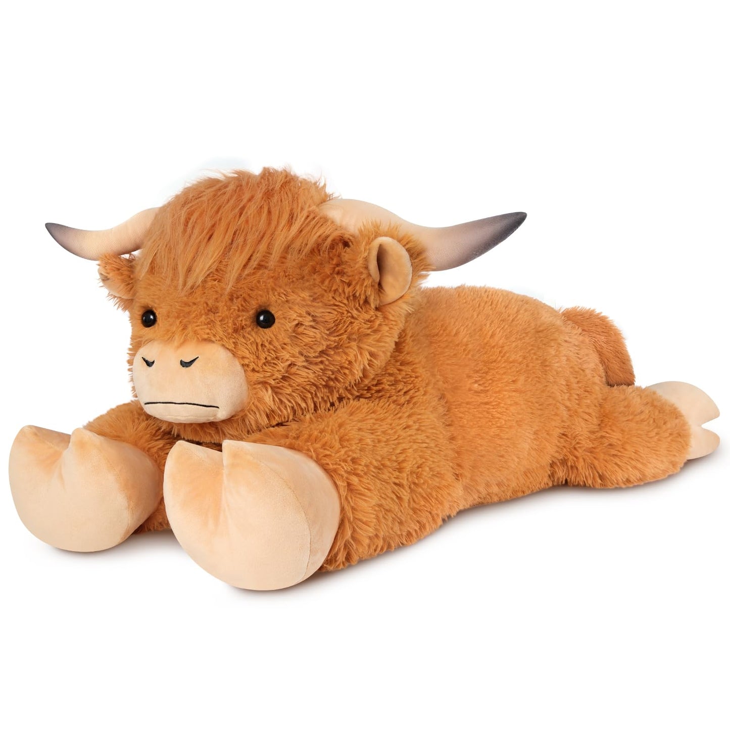 SuzziPals 43 inch Giant Highland Cow Stuffed Animal, Lifelike Huge Cow Stuffed Animal for Stress Relief & Companion, Extra Soft Cow Plush, Huge Big Plushies Highland Cows Gifts for Kids Adults
