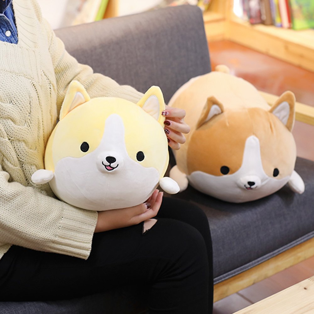(45cm , Brown) - Levenkeness Corgi Dog Plush Pillow, Soft Cute Shiba Inu Akita Stuffed Animals Toy Gifts (brown, 45cm )