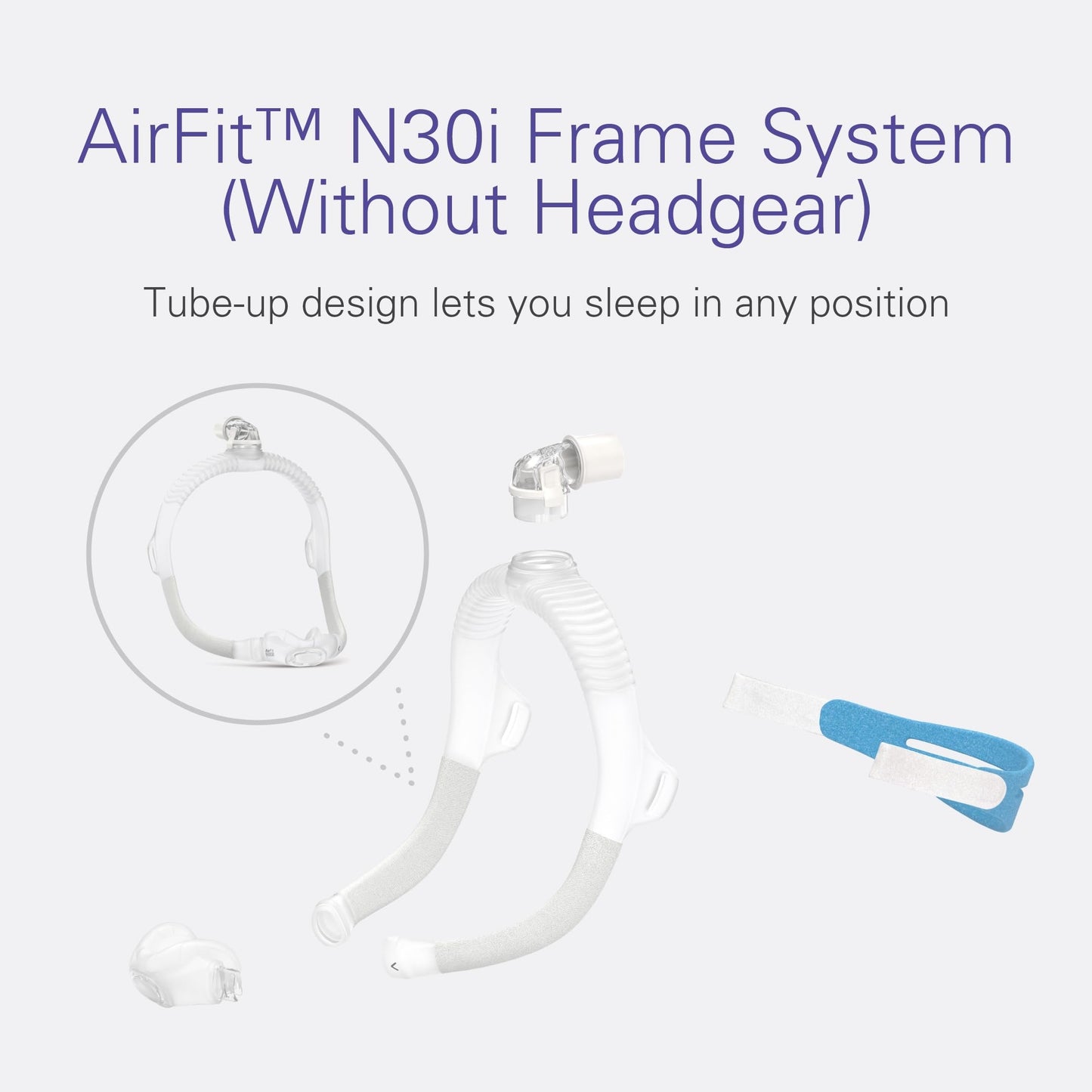 ResMed AirFit N30i Standard Frame - For Nasal CPAP Mask - Replacement CPAP Accessories - QuietAir Technology - Without Headgear - Wide Cushion