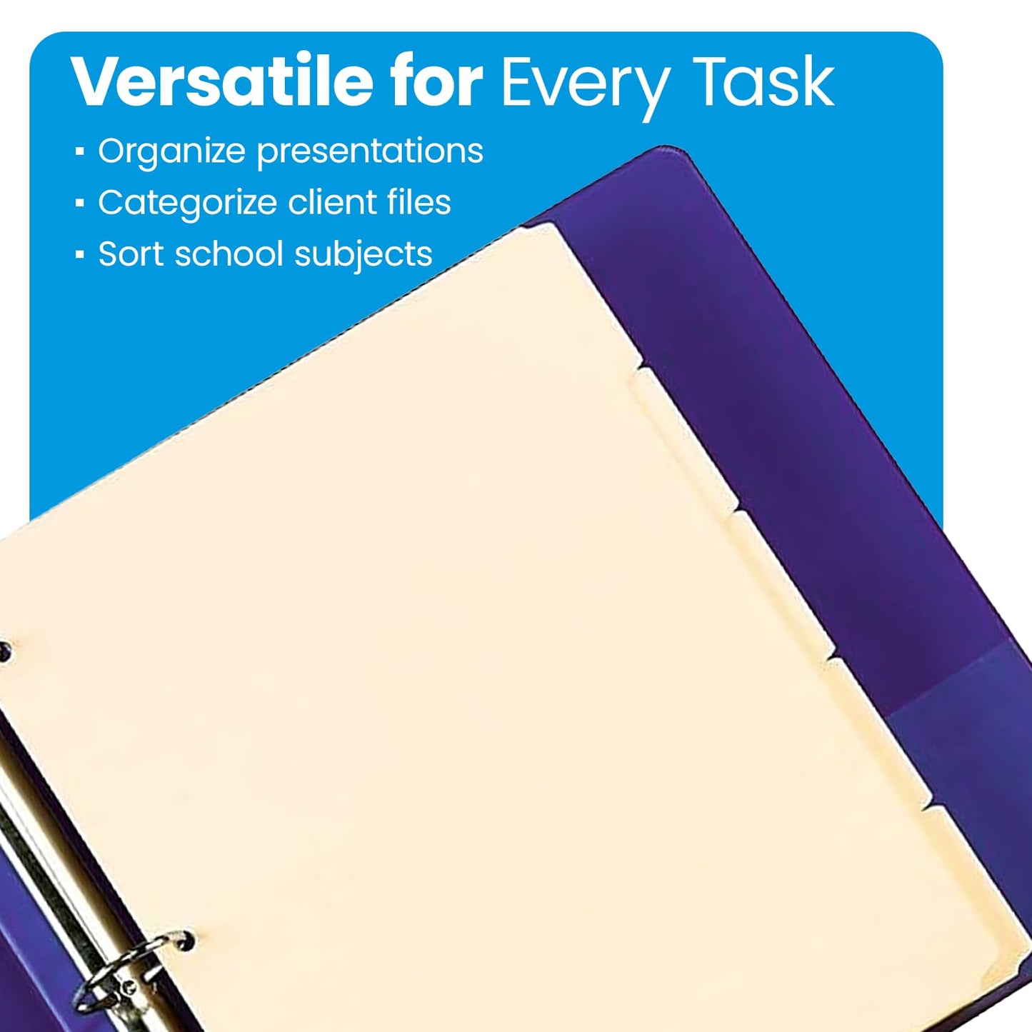 Oxford Manila Index Dividers - Durable 3 Ring Binder Dividers with 5 Tabs 1/5 Cut - Made from 10% Recycled Fiber - Ideal for Organizing Office, School, and Home Documents - Letter Size - 250 Count