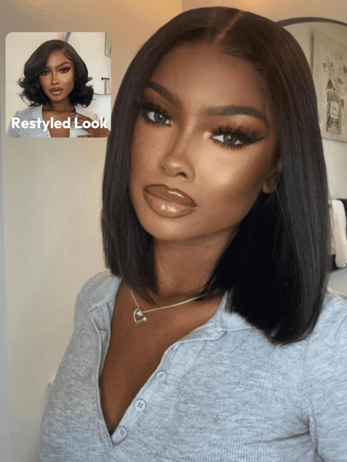 UNICE Bye Bye Knots Wig Yaki Kinky Straight Bob Wigs Human Hair Pre Bleached Invisible Knots 7x5 Lace Front Wigs Human Hair Pre Everything Glueless Wigs Pre Plucked Pre Cut Lace 12 inch