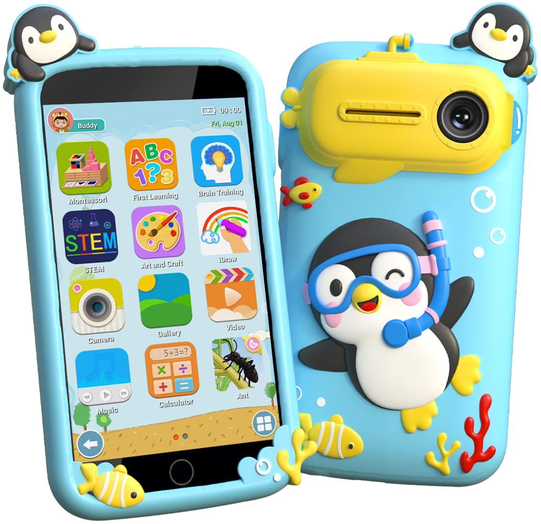 Kids Smart Phone, Educational Kids Toys Phone with 220+ Games, 3.97" Touchscreen, 5MP Camera, Parental Control, Learning Toddler Phone for Ages 3-9, Birthday Gift