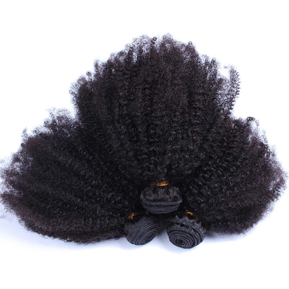 Mongolian Afro Kinky Curly Bundles Human Hair 16 18 20 Inch 4B 4C Afro Kinky Bulk Human Hair Bundles Unprocessed Virgin Hair Curly Weave Hair Bundles for Women Natural Black