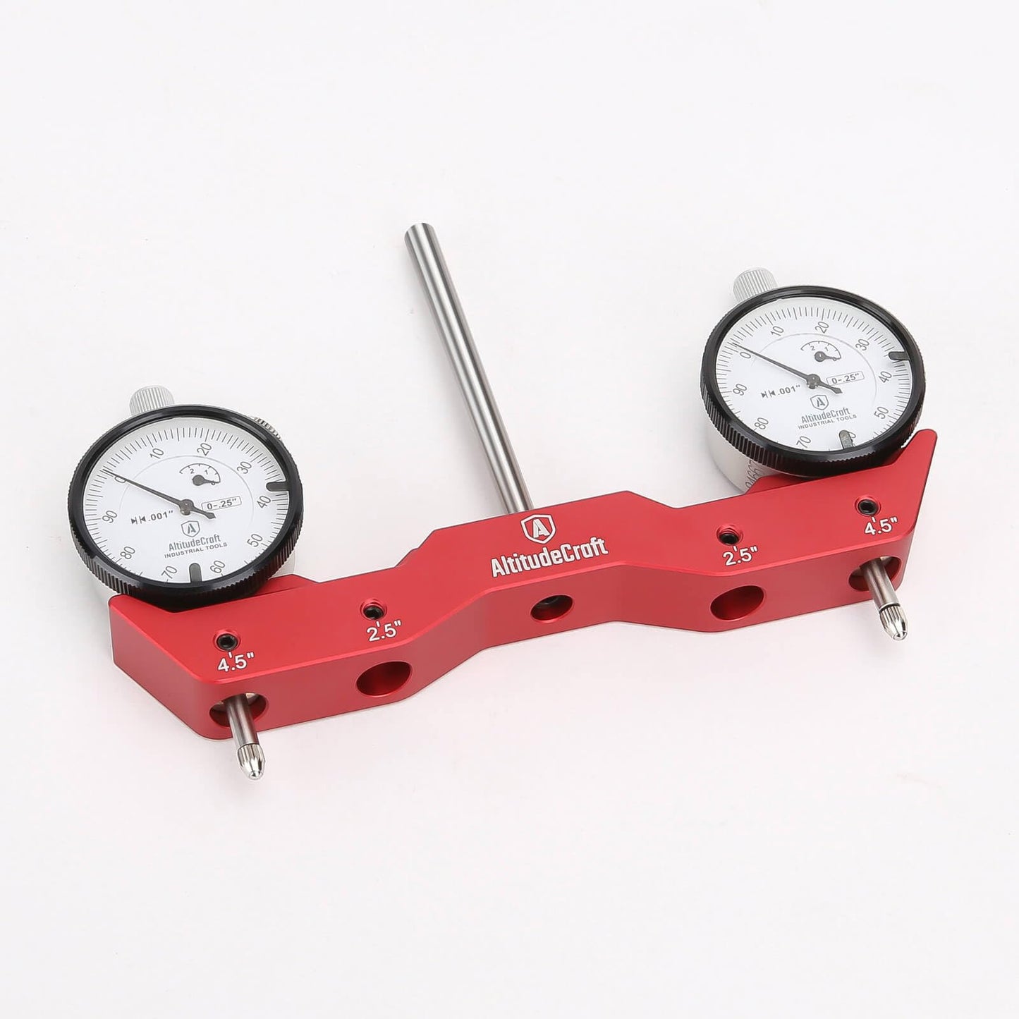 AltitudeCraft Precise Mill and Lathe Tramming System Tool, Machine Calibration for CNC Router and Mini Mill, 0.001” Dual Dial Indicators, 1/4" Shank