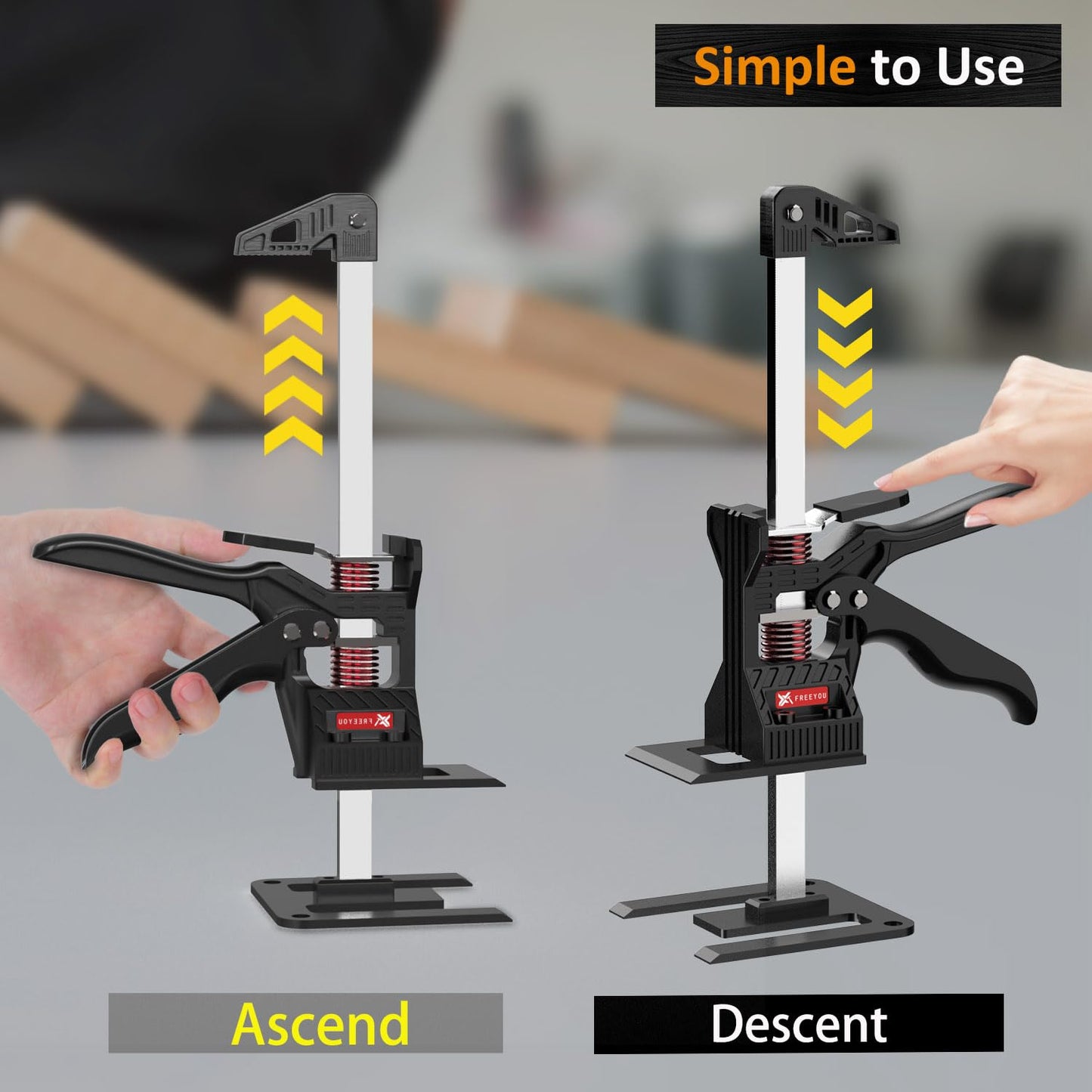Labor Saving Arm Jack(2 Pcs),Upgraded Multi-Function Height Adjustment Lifting Device with Portable Bag,Suitable for Door & Window Lifting,Wall Tile Locator,Cabinet Jack and Board Lifter etc