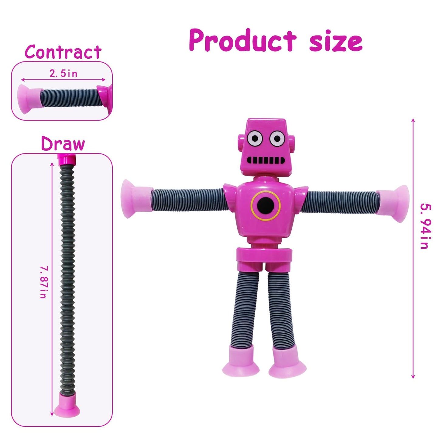32 PCS Suction Cup Robot Toy,Shape Changing Telescopic Pop Tubes Autism Sensory Toy Kids Girls Boys Toddlers Adult,Funny Robot Action Figure Bendable Fidget Toy Gift Birthday Party Favors Christmas