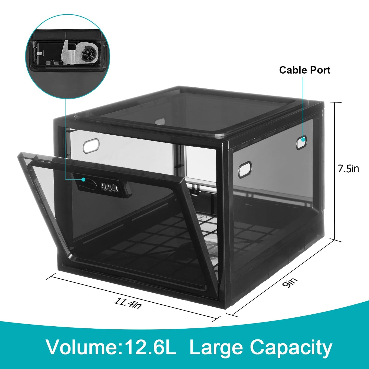 Lalifebuss Combination Lock Boxes for Personal Items, Lockable Storage Box for Office Locker/School/Medicine/Snacks/Phone Jail/Electronic/Home (2 Pack/Black)