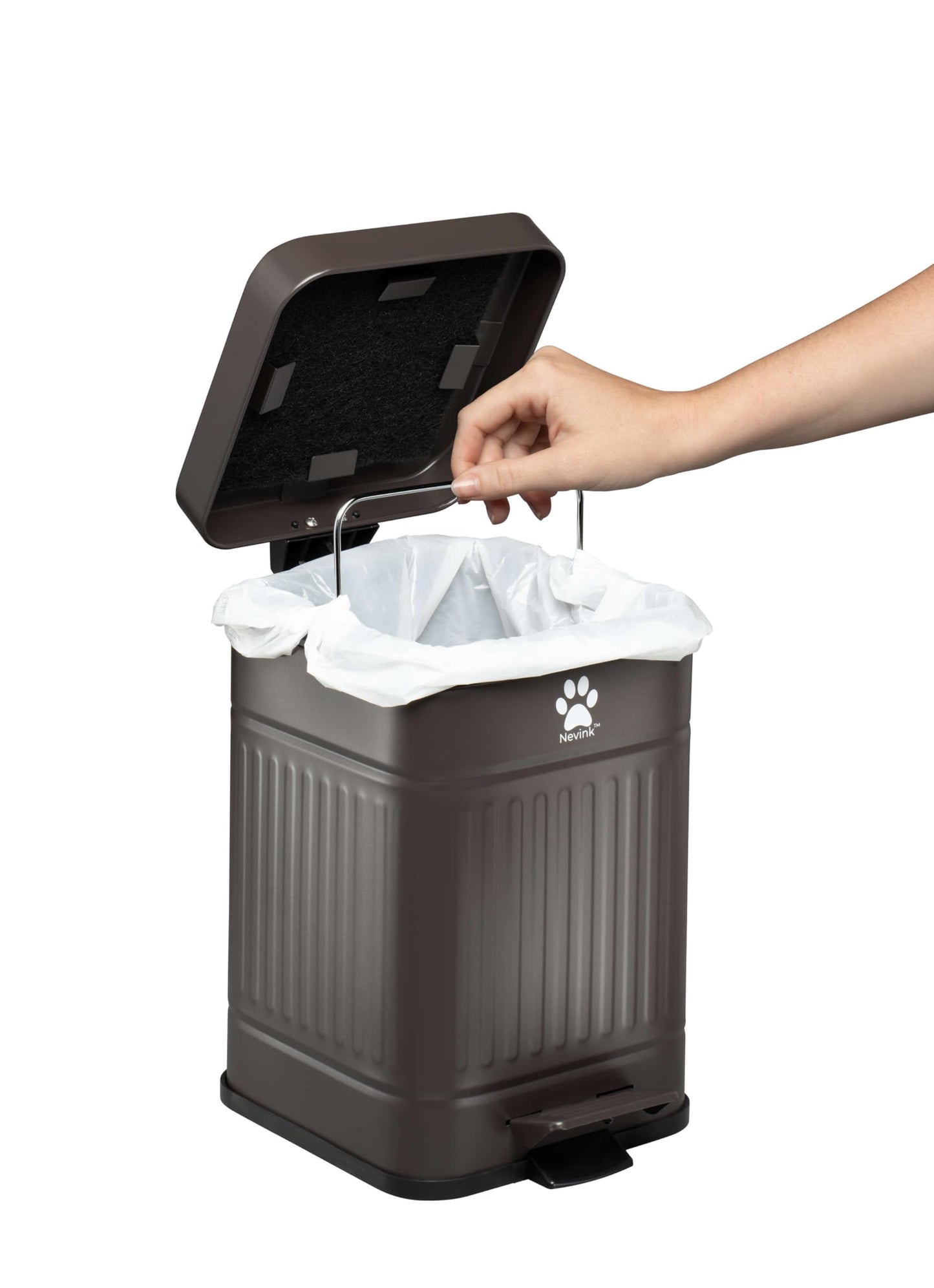 Nevink Dog Poop Trash Can Outside - Outdoor Dog Waste Trash Can with Lid - Odor Proof Waste Station Container for Backyard - 5L/1.3Gal (Mulch)