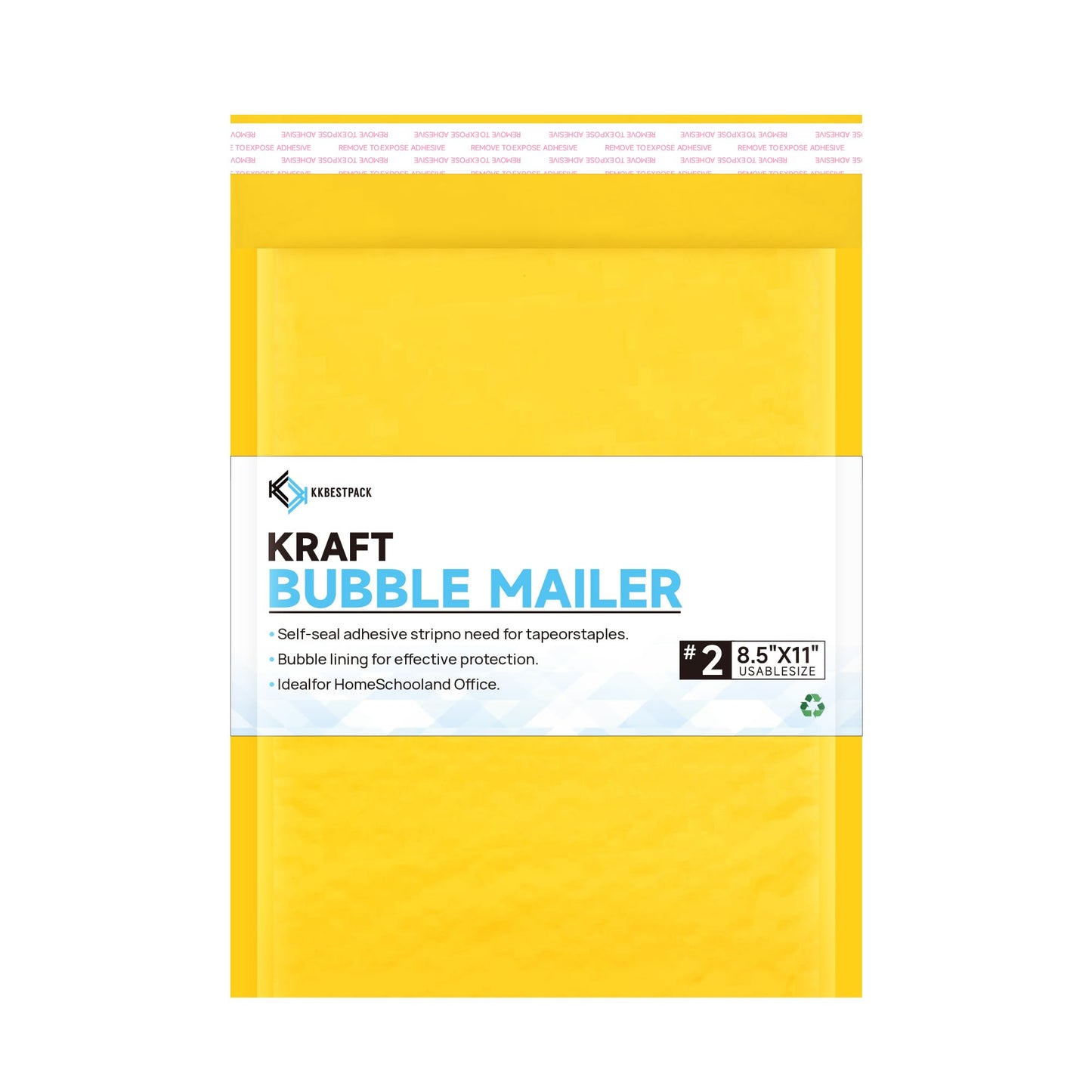 Kkbestpack Kraft Bubble Mailers #2, Self-Seal Padded Mailing Envelopes, Pack of 100, 8.5 x 11 Inches