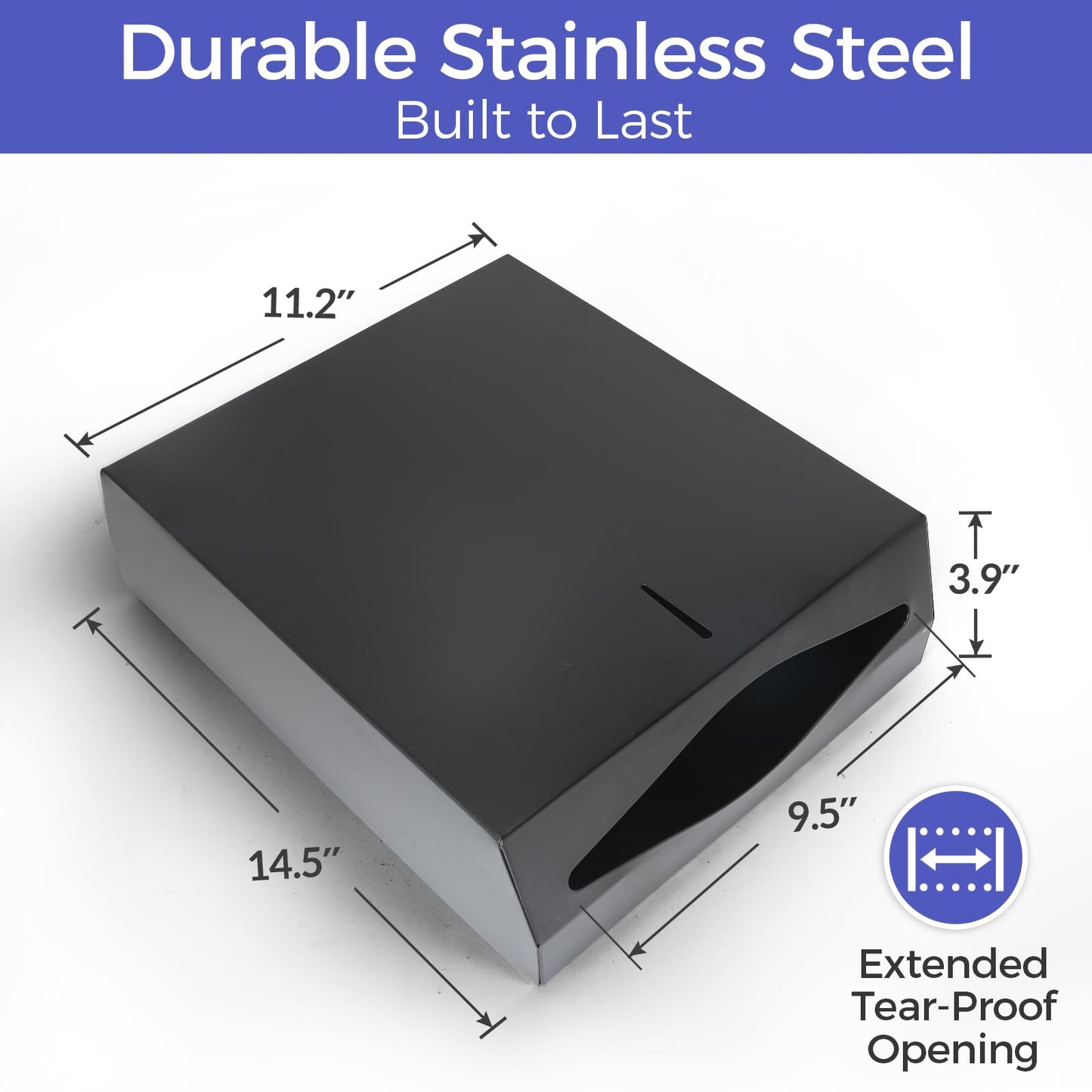 Stardrix Paper Towel Dispenser Wall Mount, Matte Black Stainless Steel Commercial Paper Towel Holder with Lock, Large Capacity 400 C Fold/525 Multifold Towels