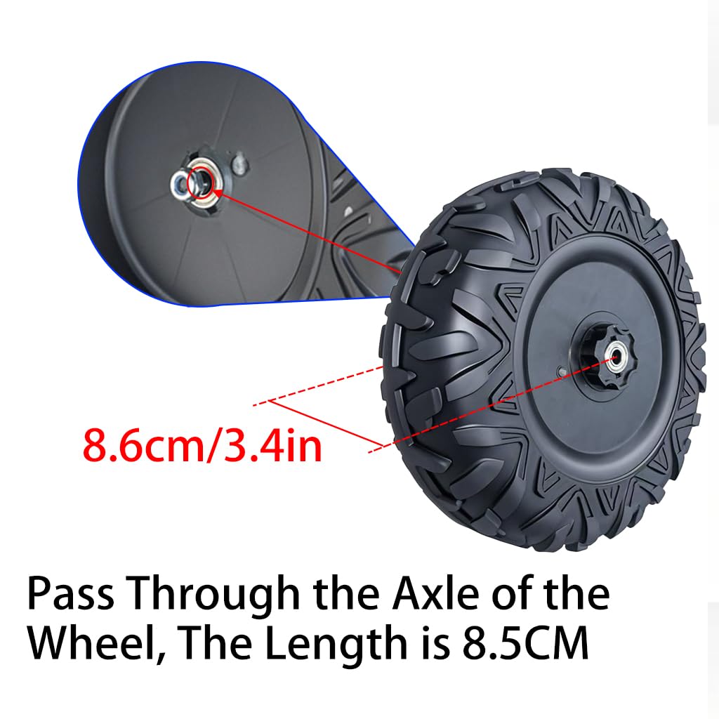 2Pack 33CM/13'' PU Solid Rubber Tire for Power Wheels Ride on Car ﻿Alligator Tires Wheels Upgrade,13in Wheels 1.2CM/0.47in Aperture Front/Rear Wheel for Car/SUV/UTV/ATV/Motorcycle Replacement Parts