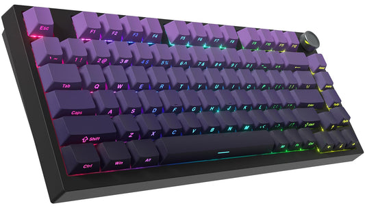 COSTOM WK75 75% Wireless Gaming Mechanical Keyboard,BT5.0/2.4GHz/USB-C, Hot Swappable Pre-lubed Custom Linear Switches,Gasket Structure,RGB Backlit Keyboard for PC/Laptop/Xbox/PS4/PS5 (Purple)