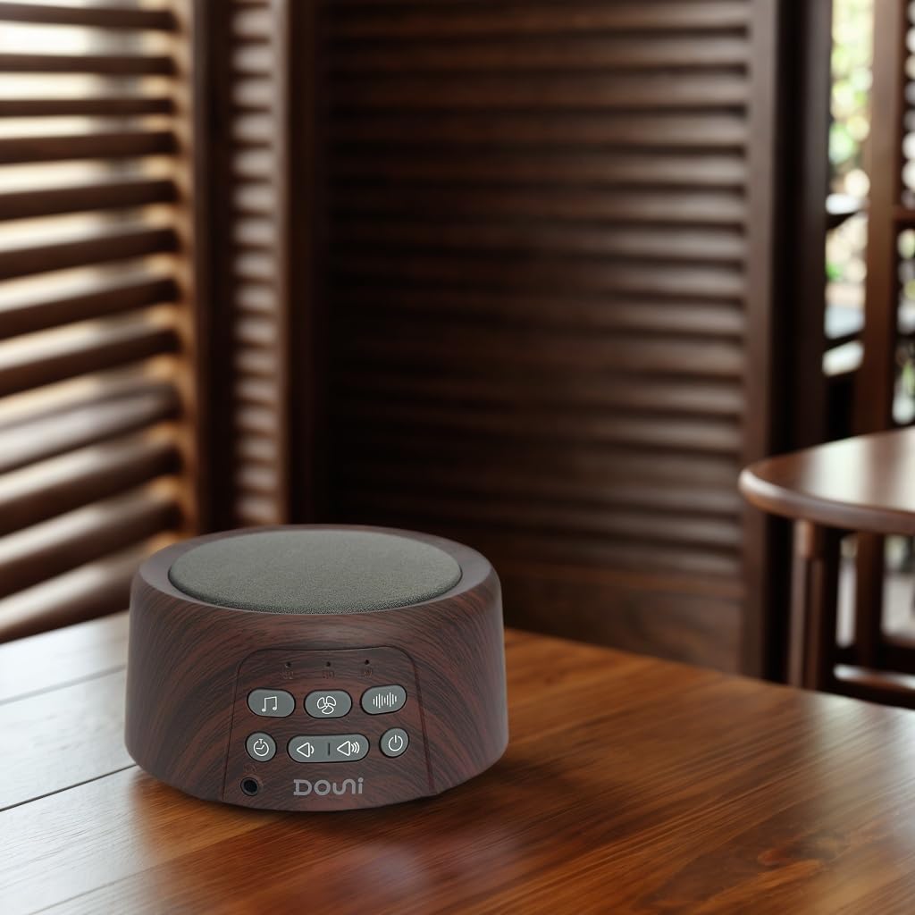 White Noise Machine - Sleep Sound Machine with Soothing Sounds Timer & Memory Function for Sleeping & Relaxation, Sleep Therapy for Kid, Adult, Nursery, Home, Office, Travel. Brown Wood Grain