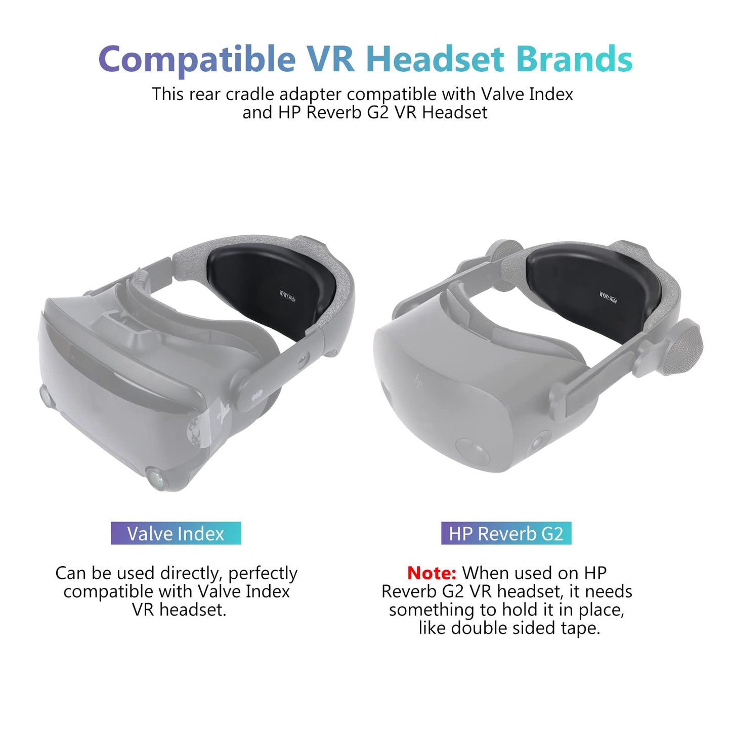 VR Headset Rear Cradle Adapter Compatible with Valve Index and HP Reverb G2 VR Headset, Soft Sponge Padding Back Sponge Pad Fit Small Head Black