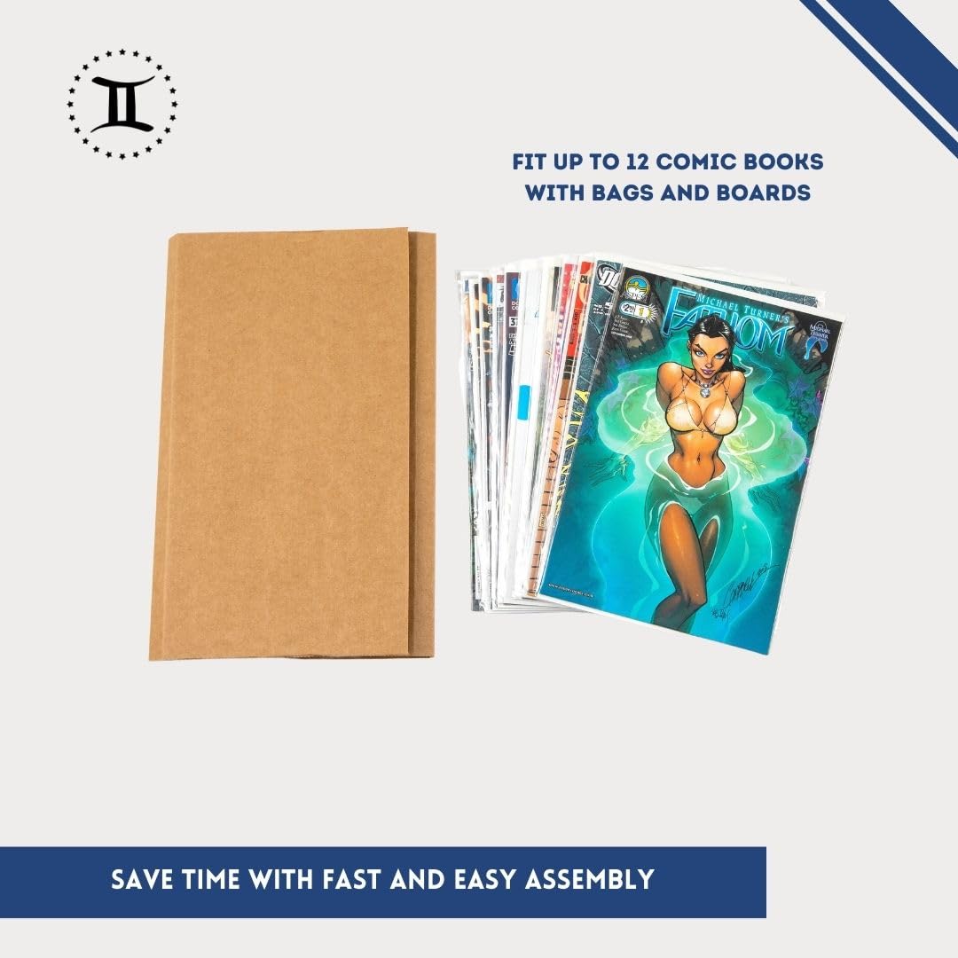 Gemini Comic Book Mailers | 10.75x7.5x1 Inch - Pack of 25 | Easy Fold, Stay Flat, Crush Proof, and Do Not Bend | Flat Boxes for Shipping, Books Boxes and Wraps, Mailers Boxes, Rigid Mailers