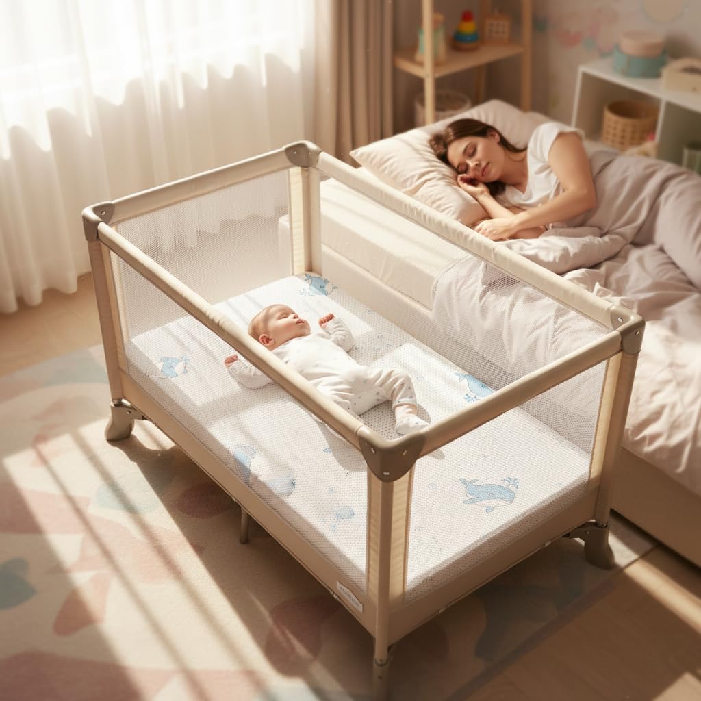GOODFINDS Pack and Play Mattress, 38"x26"x3" Soft & Firm Memory Foam Pack N Play Mattresses, 3 Inch Thick Memory Foam Mattress for Pack and Play with Removable Cover