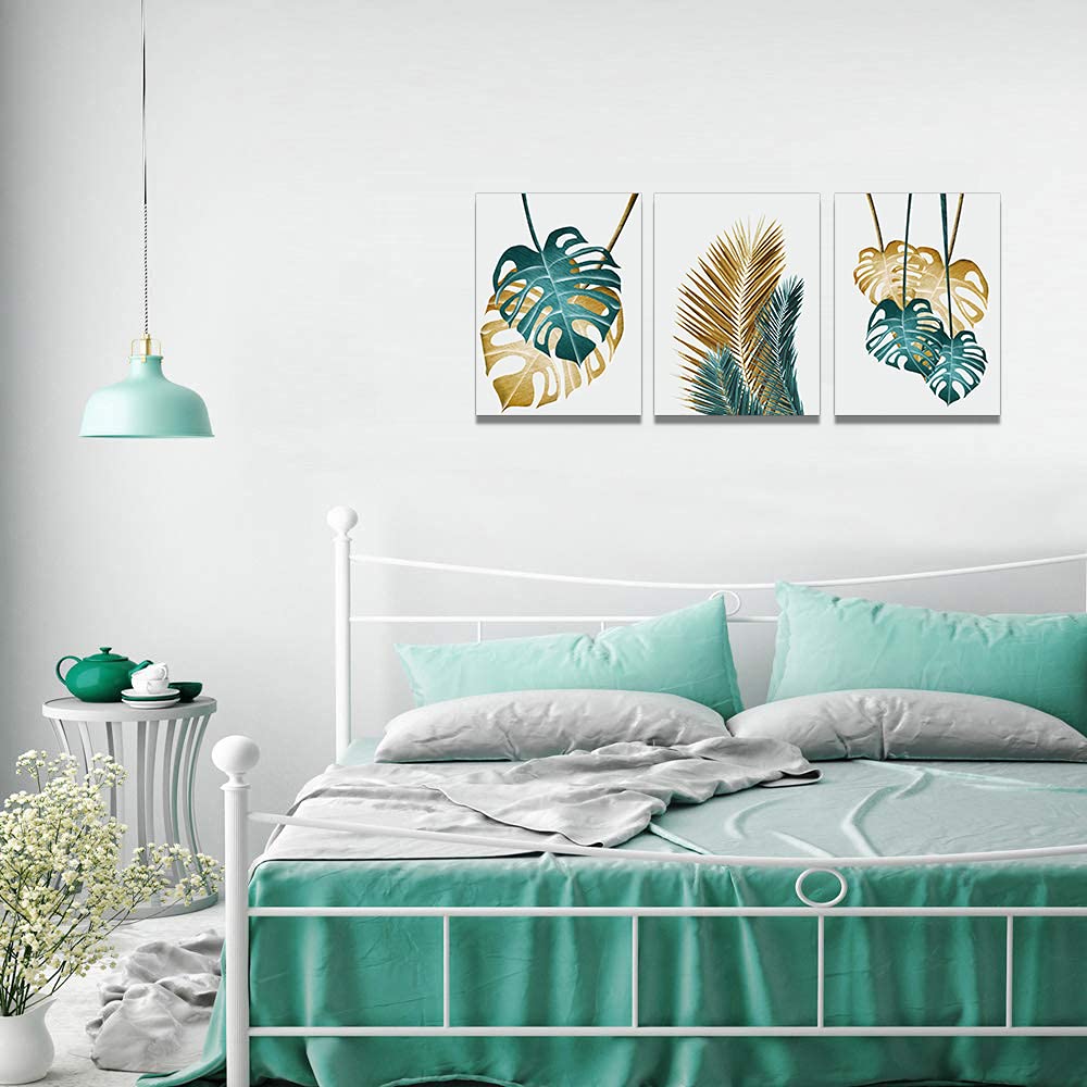 Canvas Wall Art For Living Room Family Wall Decorations For Bedroom Kitchen Dining Room Wall Decor Abstract Painting Leaves Wall Pictures Artwork Office Canvas Art Prints Bathroom Home Decor 3 Piece