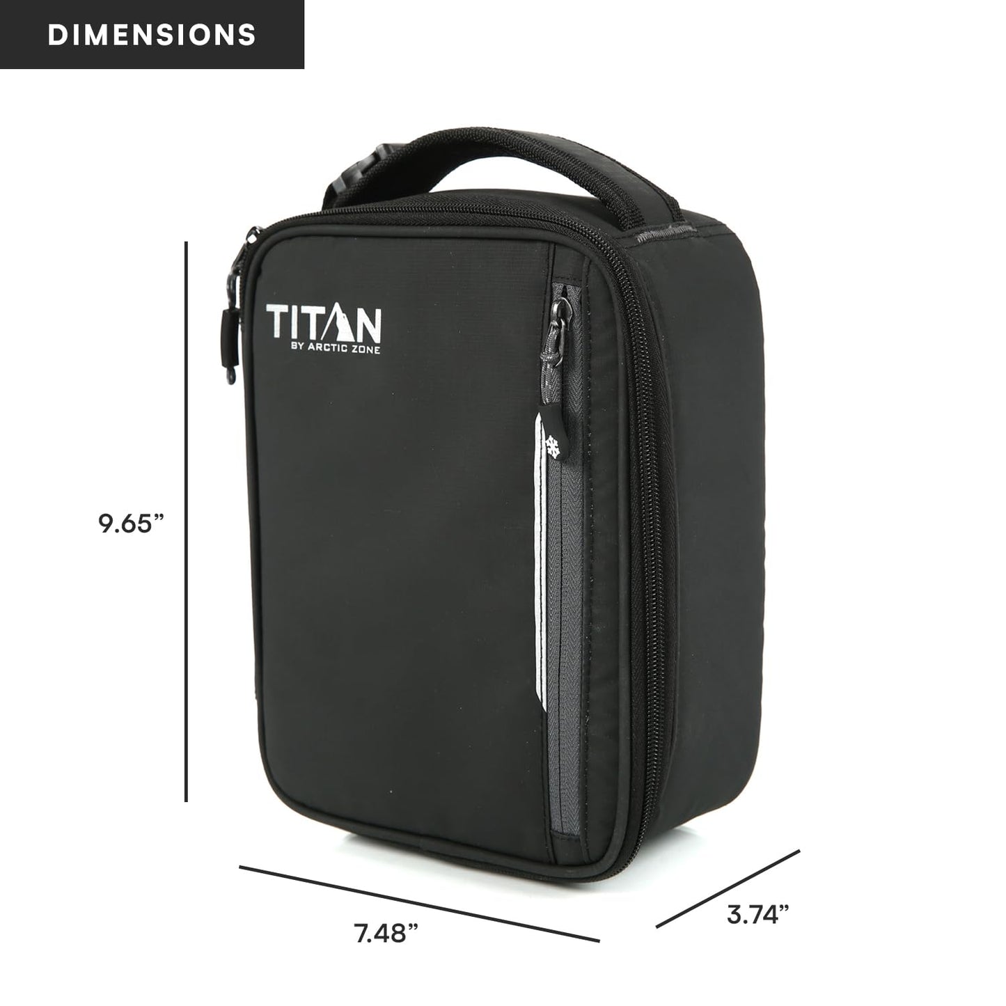 Titan by Arctic Zone Fridge Cold Lunch Box with 2 Gel Ice Packs, Small Insulated Cooler Bag with Leak Proof Lining for School and Work, Black Ice