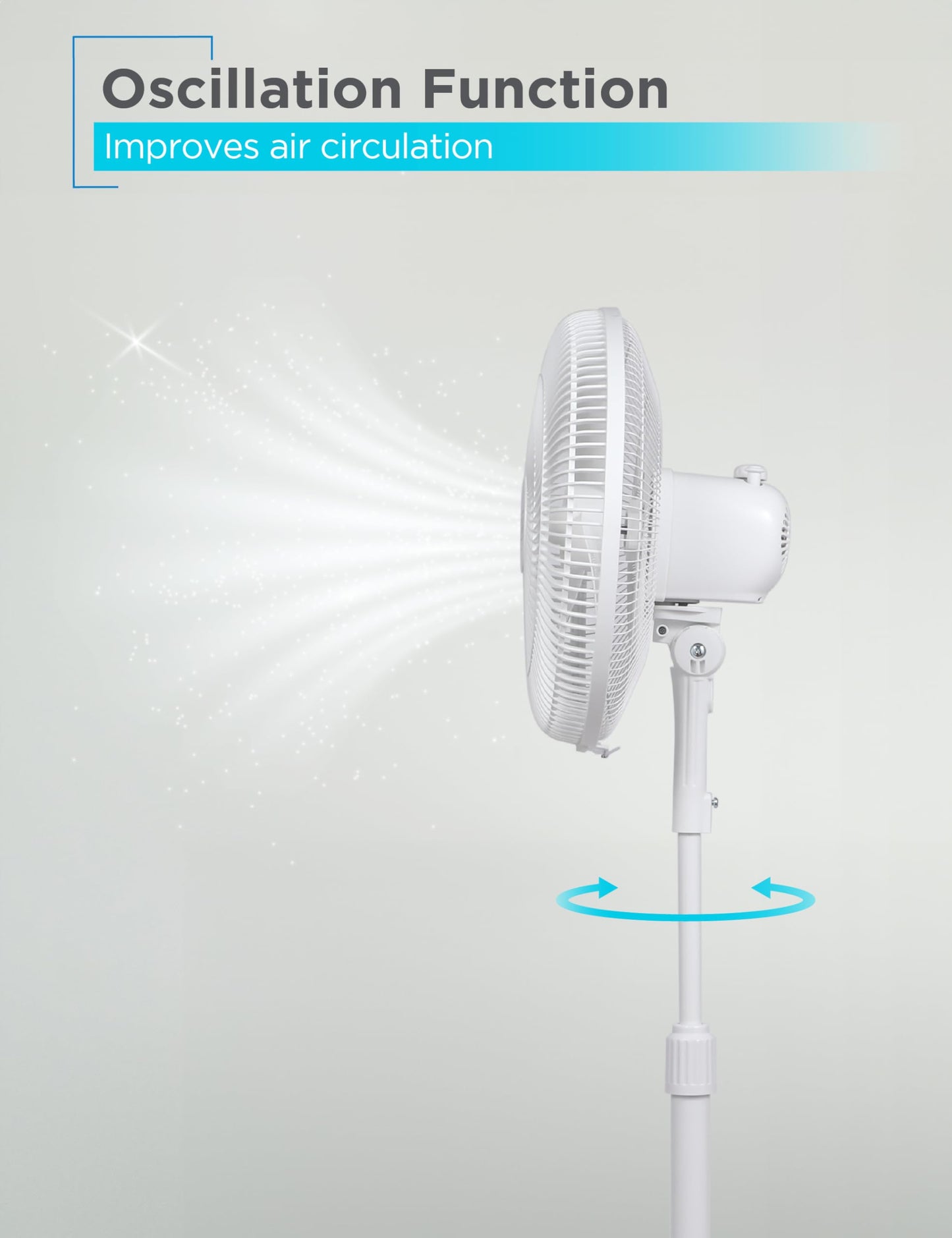 BLACK+DECKER 16-Inch Pedestal Fan, BFP16MXW, Oscillating Fan for Home and Office, Standing Fan with 3 Speed Settings, Height Adjustable with Adjustable Head Tilt, White