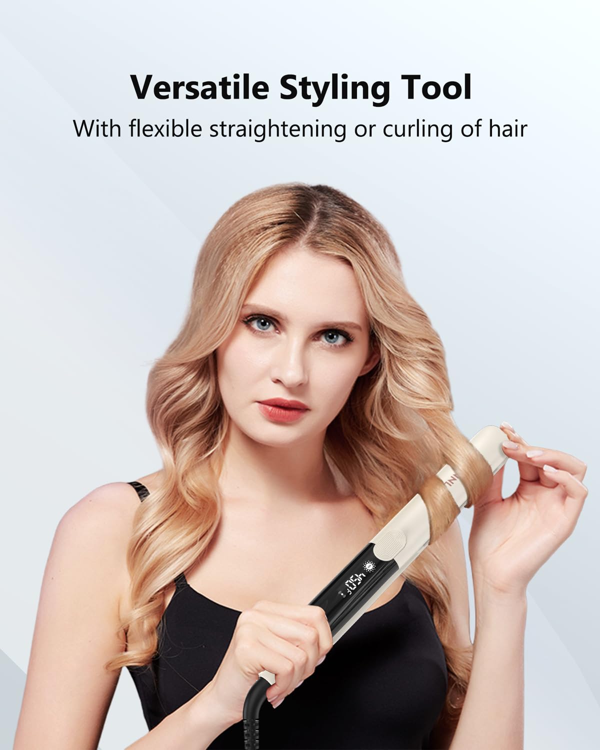 ANNLARY Hair Straightener, 1 Inch Flat Iron Straightener and Curler 2 in 1, Titanium Ceramic Ionic Dual Voltage Straightener with Anti-Iron Silicone for Less Frizz, Shinier & Smoother Hair