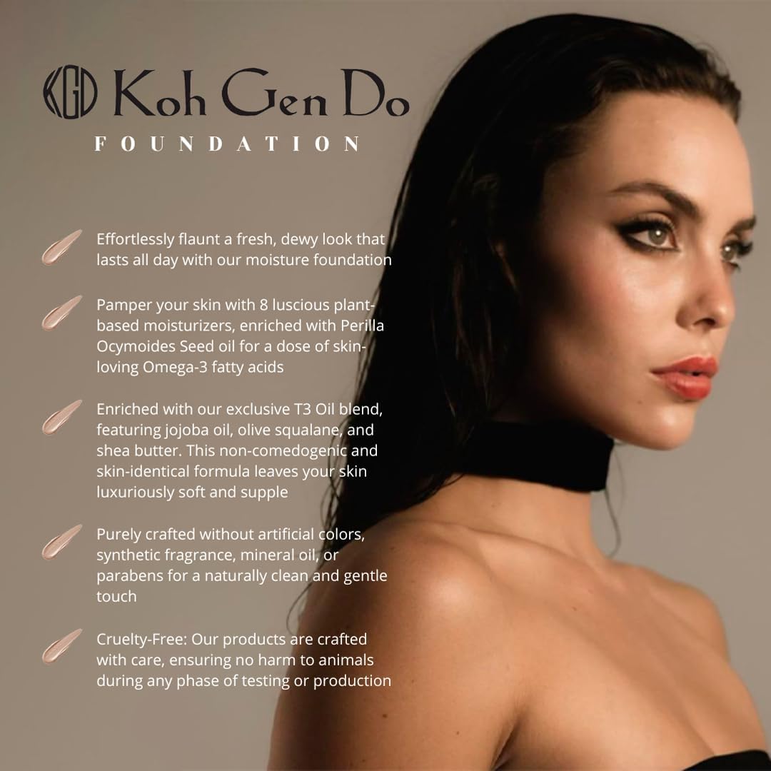 Koh Gen Do's Radiant Perfection Smooth Skin-like Finish Moisture Foundation: Flawless, Perfect Tone Match, Buildable Coverage, and Plant-Powered Elegance, Warm 113, 0.71 oz.