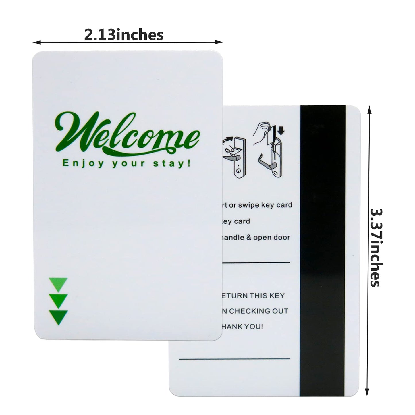 Gialer 250 Pack Hotel & Motel Key Cards Welcome Enjoy Your Stay Card Magnetic Strip Door Card(Green)