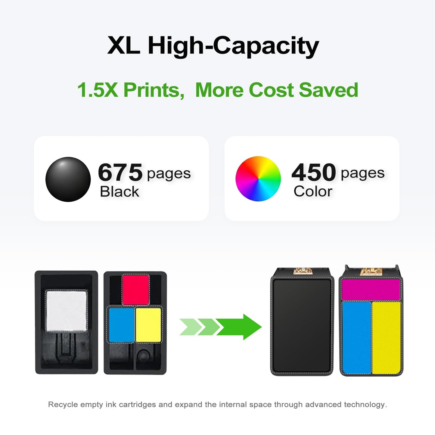 63XL Ink Cartridges Replacement for HP 63 XL (Black and Color Combo Pack) Fit for HP63 3830 4650 4652 4655 5200 5252 5255 5258 4520 4512 1112 2132 3630 3632 3631 2130 4510 4654 Printers BK Tricolor