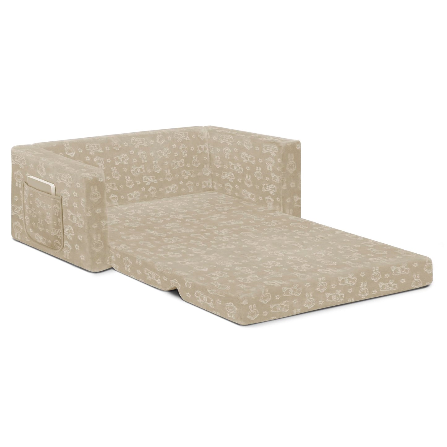 Delta Children - Serta Perfect Sleeper Kids 2-Seater Sofa, Convertible 2-in-1 Flip Open Toddler Couch Sleeper, Foam Chair for Playroom & Bedroom, Bed Lounger, Comfy Play Sleeping Lounge Chair, Cream