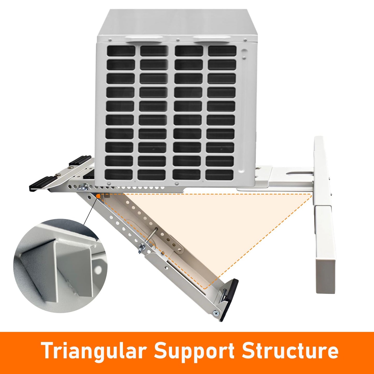 CAT SO RICH No Drill Window AC Bracket, Single Arm Support for Small Windows, Holds Up to 165 lbs, Adjustable Indoor Installation for Window Air Conditioners