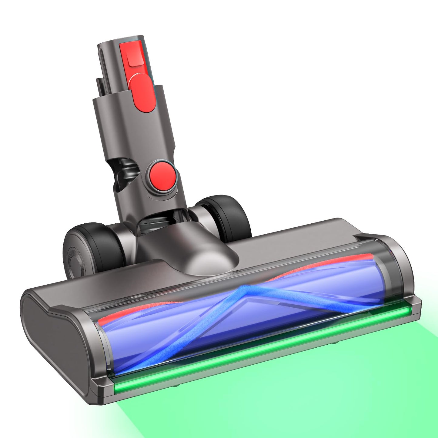 Vacuum Head Attachment Compatible with Dyson V7 V8 V10 V11 V15 Gen5 Cordless Vacuums, Upgraded with Full-Area LED Green Light, Quick-Release Design for Hard Floors and Low-Pile Carpets