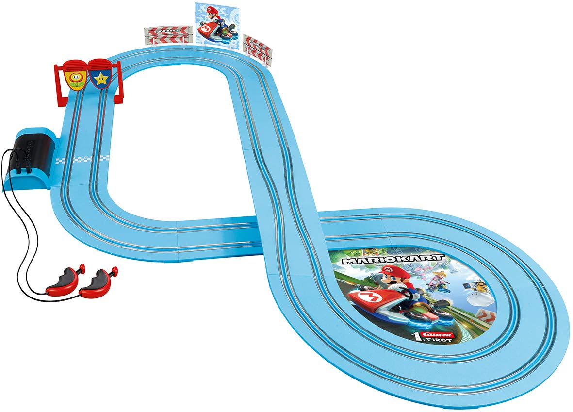 Carrera First Nintendo Mario Kart Slot Car Race Track - Includes 2 Cars: Mario and Luigi - Battery-Powered Beginner Toy Racing Set for Kids Ages 3 Years and Up