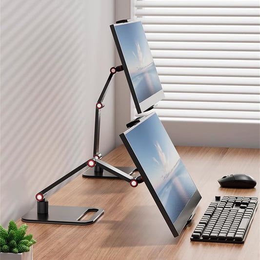 AiFeelife Portable Monitor Holder for 12-17.3 Inch Screen Desk Holder Metal Stand 16 Inch Universal Expandable Display Base 12.9inch Tablet Stand Adjustable Portable Monitor Desktop Clamp Stand