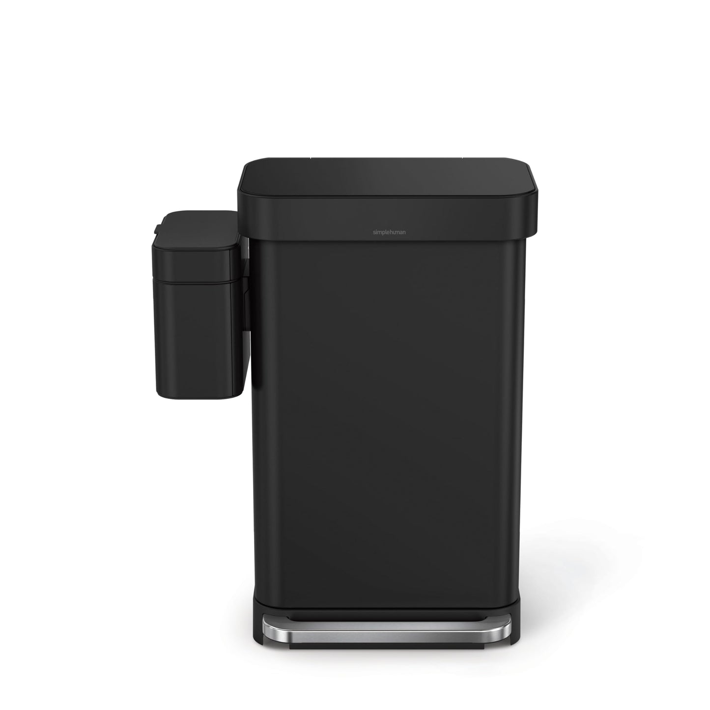 simplehuman Compost Caddy, 4L / 1.1 Gallon Countertop Kitchen Compost Bin with Magnetic Dock for Trash Can, Soft-Seal Lid, Removable Inner Bucket, Matte Black Steel