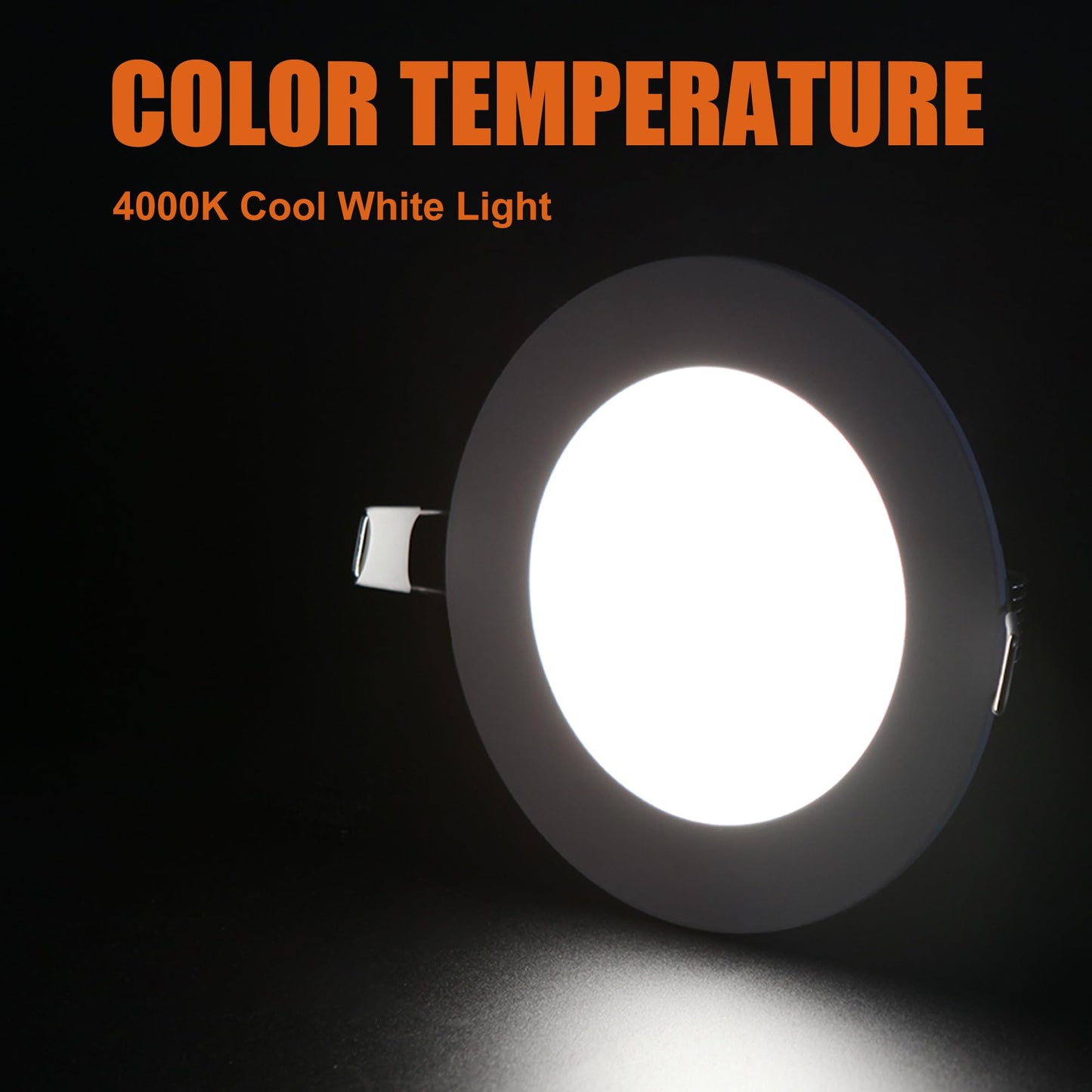 Facon 4.65Inch 12V LED Puck Light RV Interior Lights, Aluminum Slim Recessed Mount, 12Volts RV Lighting Fixture for Van Camper Trailer Motorhome Boat (6Packs, 4.65 Inch 4000K)