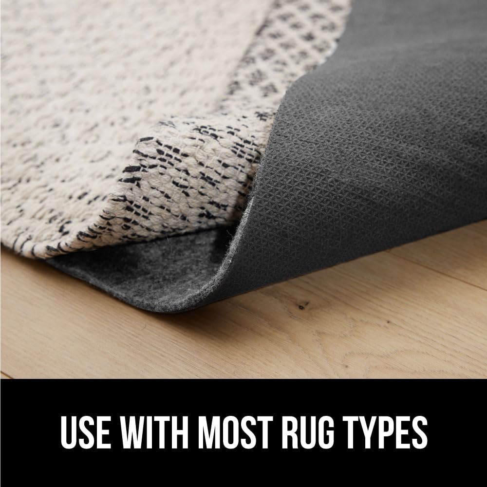 GORILLA GRIP Felt with Rubber Stay in Place Slip Resistant Rug Pad, 1/8 inch Thick, 3x5 FT Protective Padding Under Area Rugs, Cushioned Gripper Pads, Carpet Runners, Hardwood Floors Protection