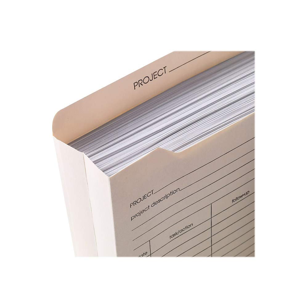 Staples Reinforced Pre‑Printed File Jackets, Letter Size, 2‑Inch Expansion, Manila, Durable Indexed Filing – 50/Box