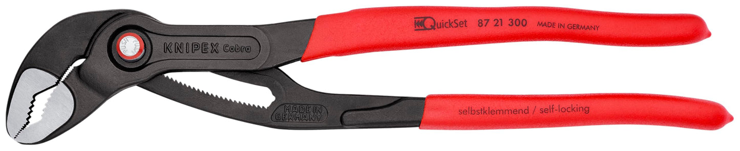 KNIPEX Tools - Cobra QuickSet Pump Pliers (8721300SBA), 12-Inch, Red