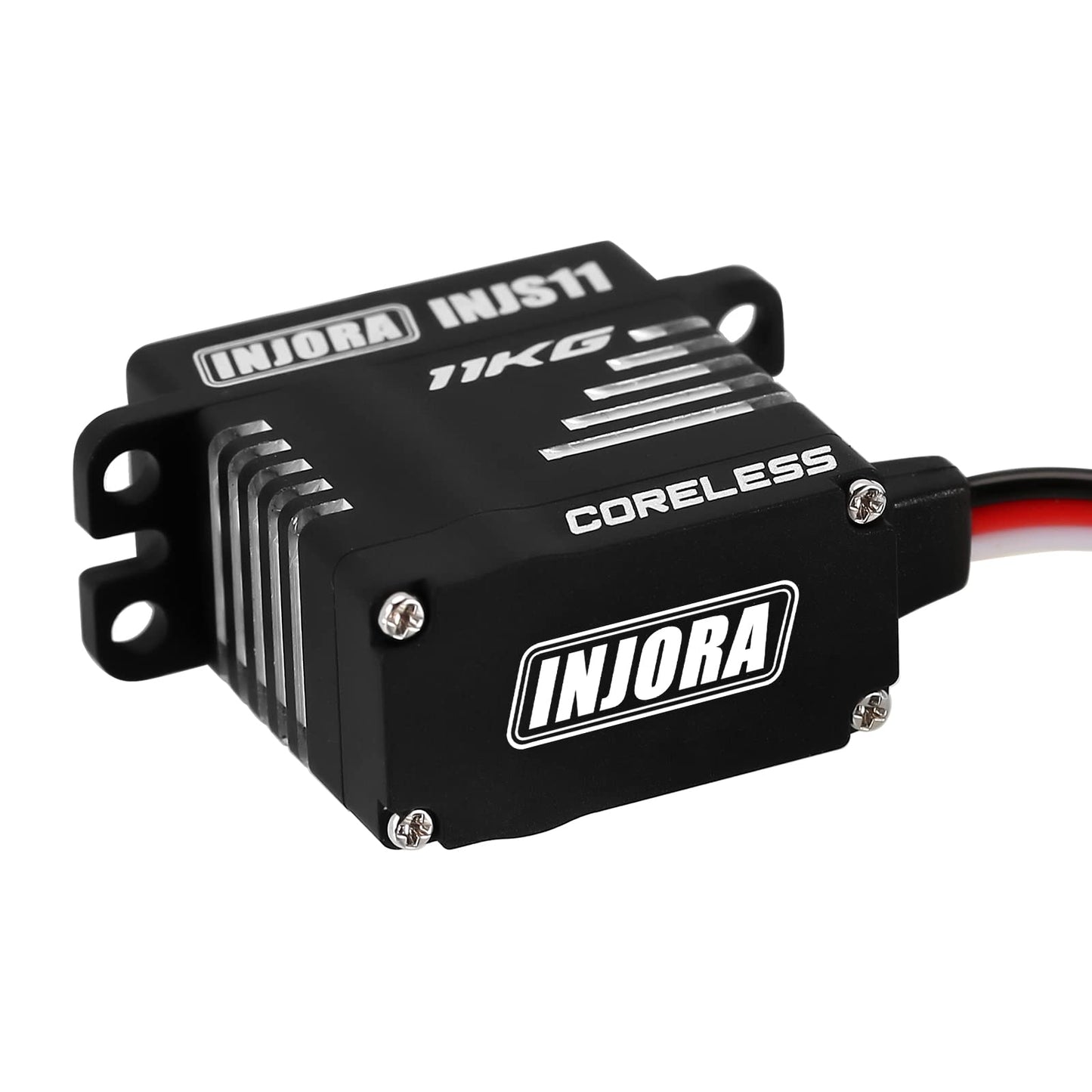 INJORA Coreless High Torque Micro Servo with Mount and Servo Horn for SCX24 C10 JLU Bronco Axial 1/24 RC Crawler Car Upgrade Parts (Black)