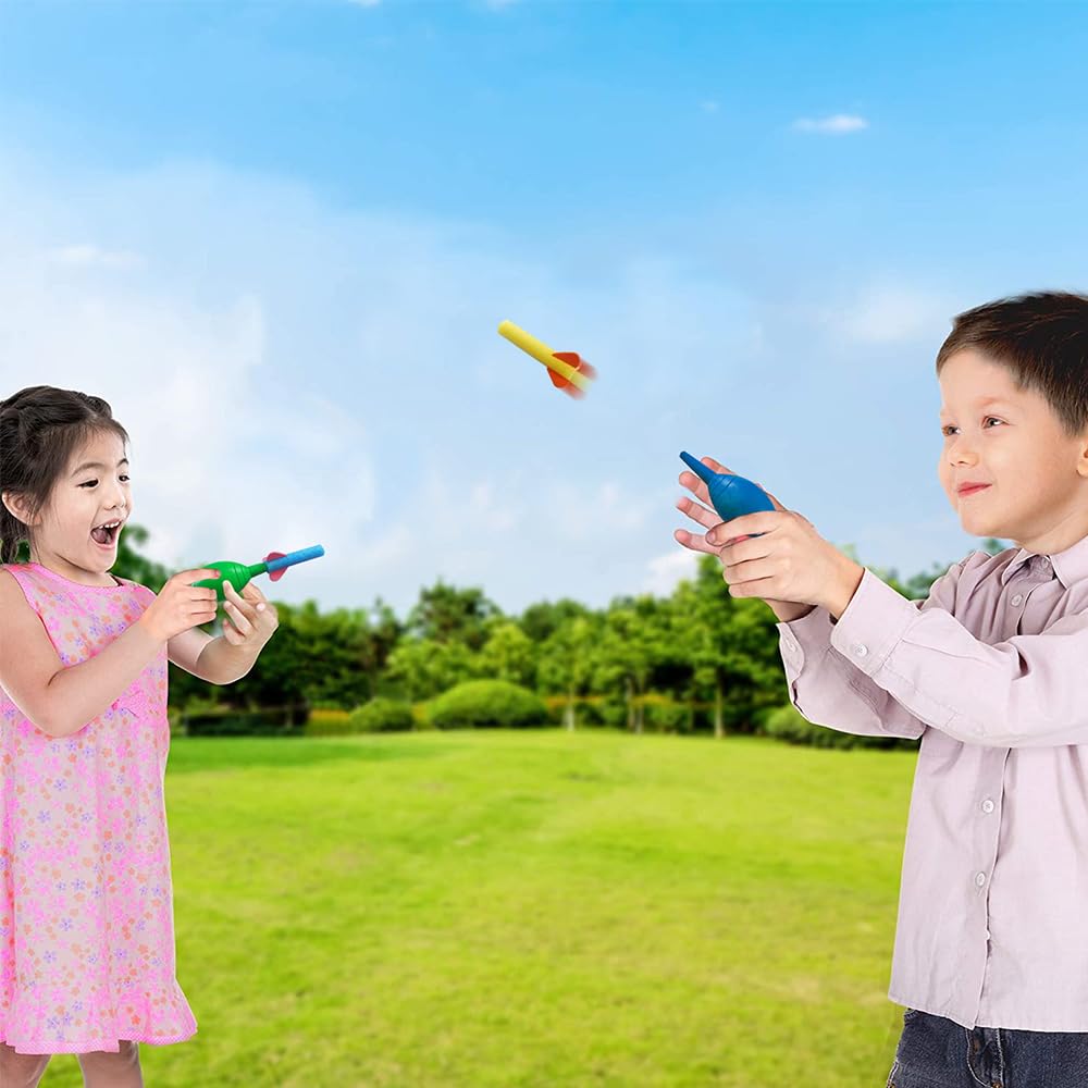 ArtCreativity Foam Rocket Blasters, Set of 6, Each Set with 1 Squeeze Launcher and 3 Foam Rockets, Fun Summer Outdoor Toys, Great Goodie Bag Fillers, Party Favors and Prizes for Kids
