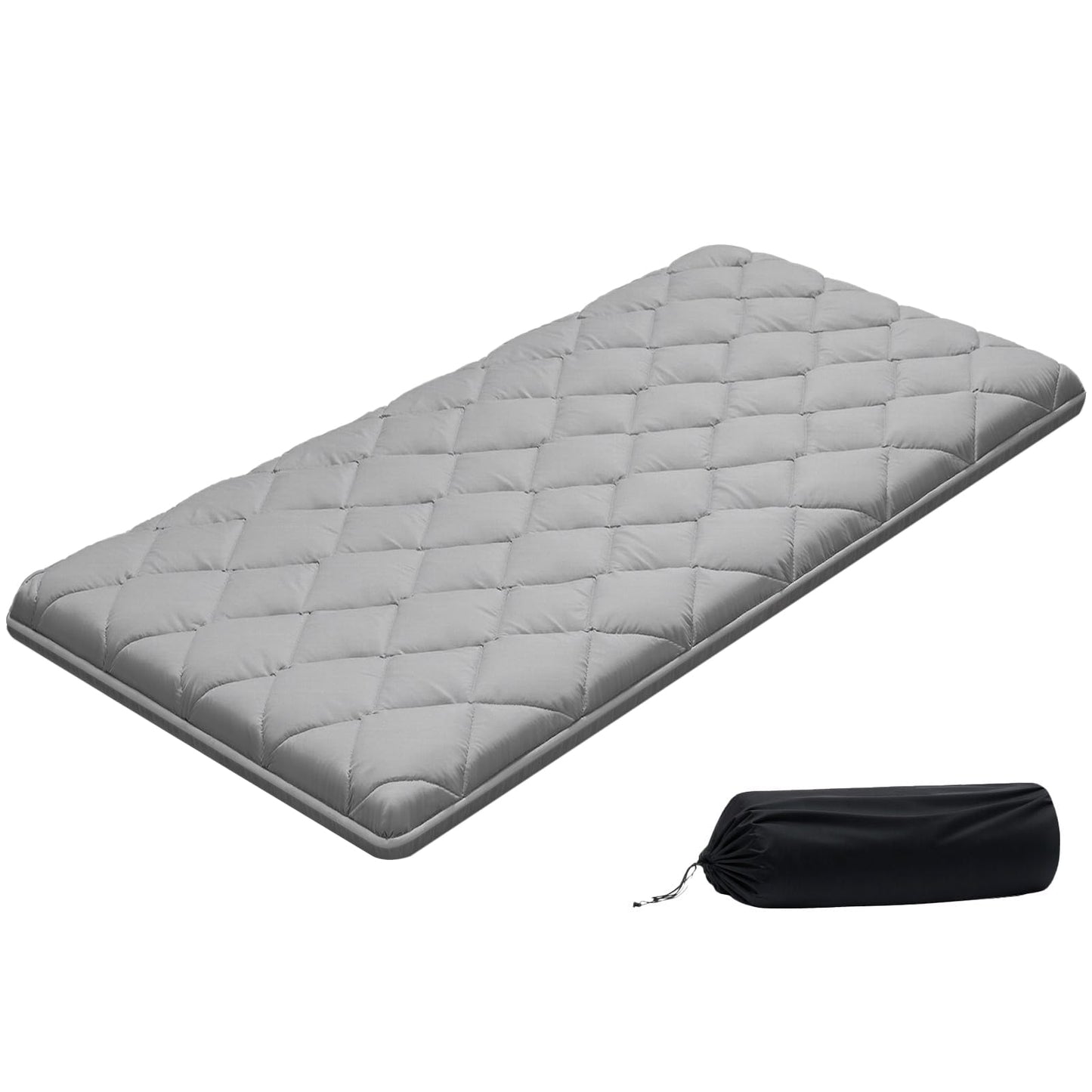 VEVOR Japanese Floor Mattress Twin, 3.5" Thick Futon Mattress, 100% High Density Comfortable Foam, Foldable Tatami Mat with Storage Bag, Sleeping Pad for Camping Dormitory Yoga, Gray