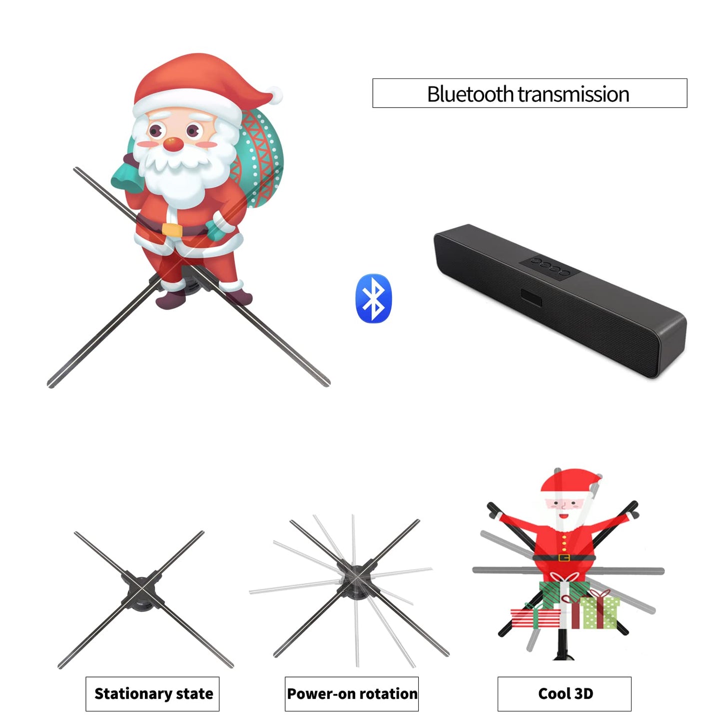 3D Hologram Fan,27.5“ Christmas Tree Holographic Fan Advertising Display with Remote,Hologram Projector with 700 Video Library,70CM Hologram Fan HD LED for Business Store Signs,Halloween