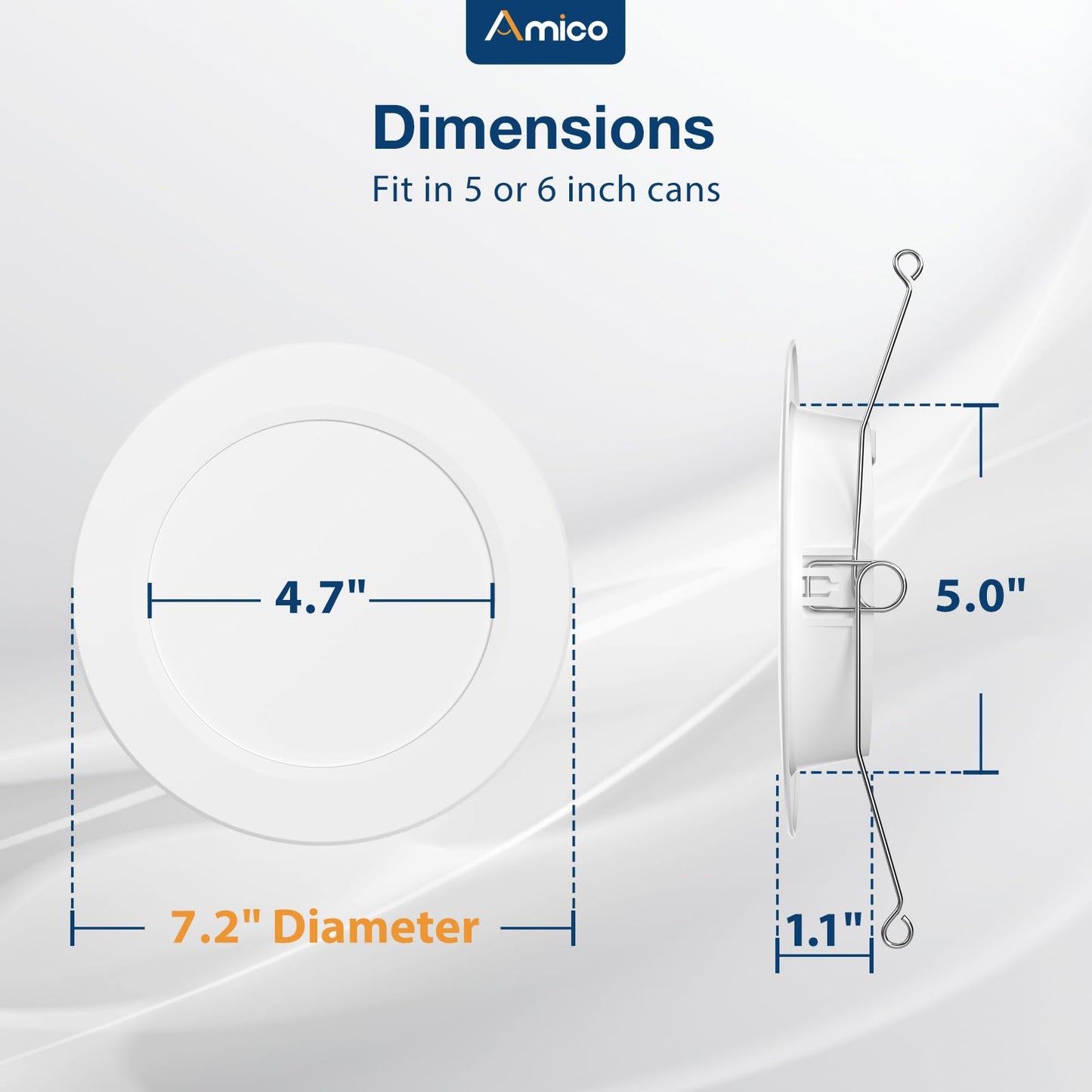 Amico Recessed Lighting 5/6 Inch, 24 Pack 5CCT Flat LED Can Lights, 2700K/3000K/4000K/5000K/6000K Selectable,12W Eqv 120W, 1050LM Brightness, Retrofit Installation - ETL & FCC