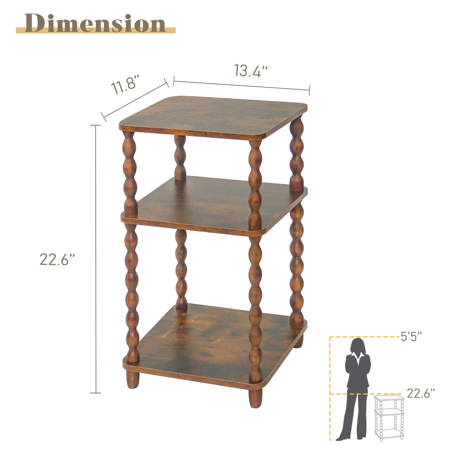 Fultyle Side Table, Small End Table with Storage Shelf, Modern Bedside Table Night Stand for Living Room, Bedroom, Office and Small Spaces (Rustic Brown)