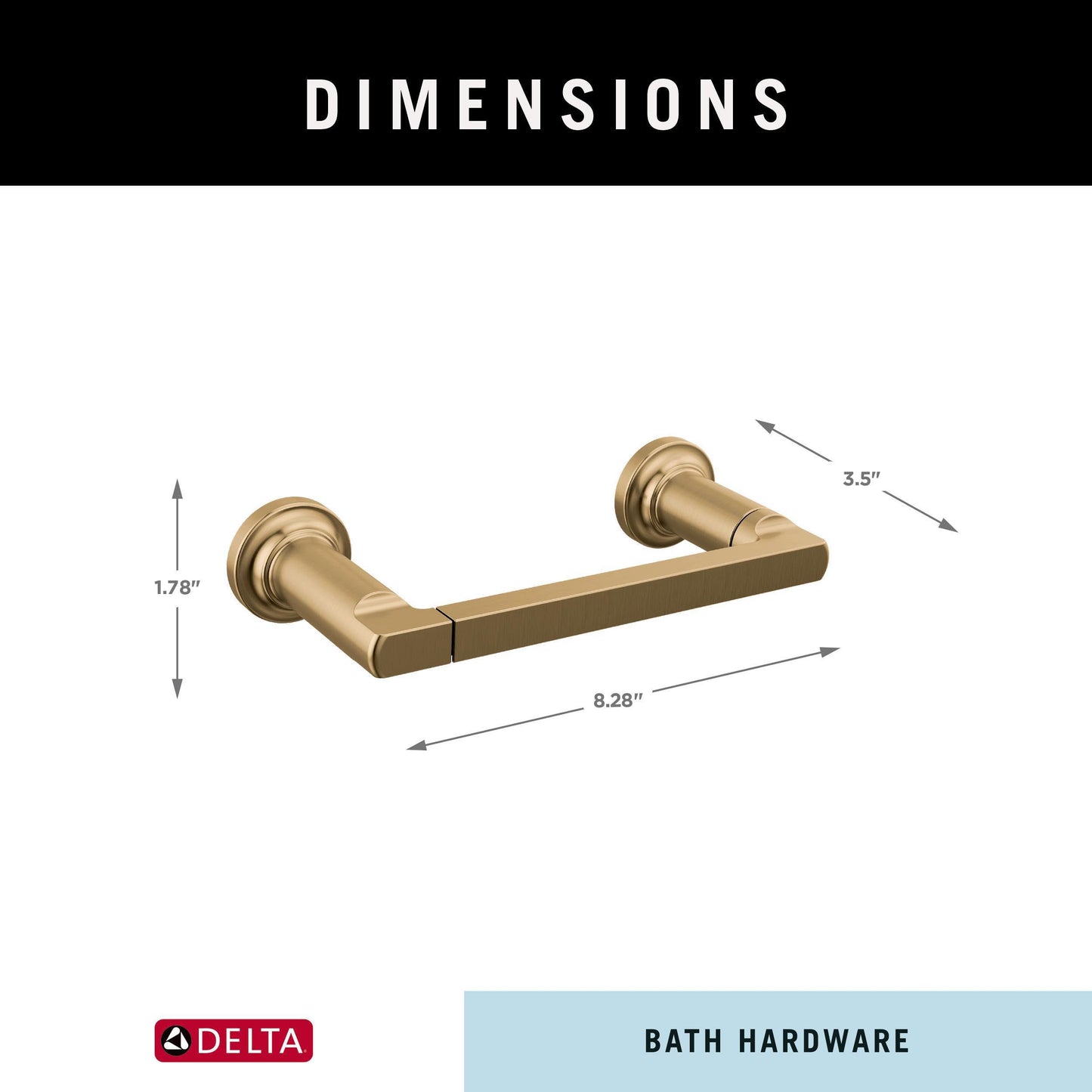 DELTA FAUCET Rubber Limited 78955-CZ Tetra Pivot Arm Toilet Paper Holder Bath Hardware Accessory in Champagne Bronze