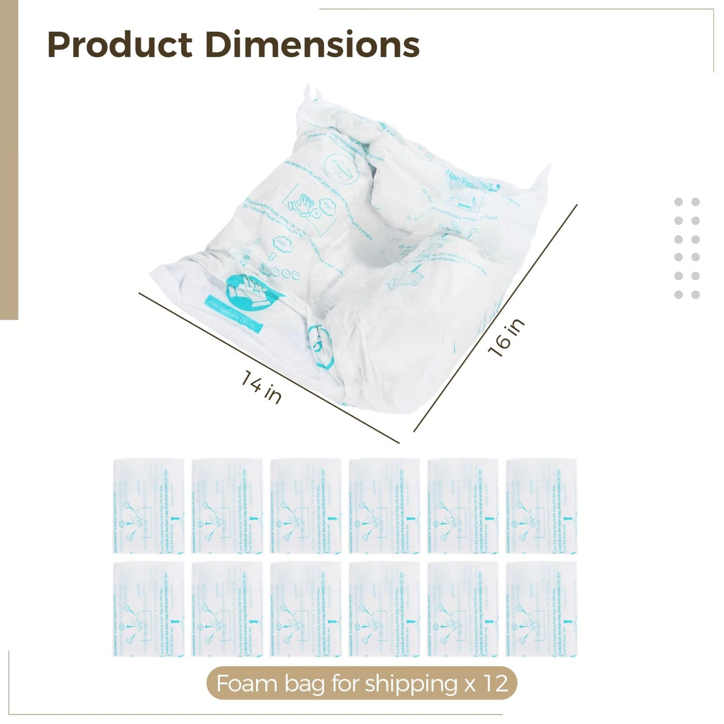 Foam Bags For Shipping 12 PCS 14×16 inch, Handy Foam Temperature Expanding Shipping Bags, Foam Packaging Bags, Instant Pack Quick Expanding Foam Bags Packing Shipping Solution