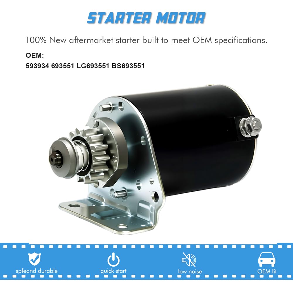 14 Teeth Starter Motor Replacement for Cub Cadet 14.5 16 16.5 17 17.5 18 18.5 HP Cub Cadet 11 16 18 RTZ LT1018 John Deere D100 105 L100 New Holland Toro LA105 LA110 LA115 LA125 693551 LG693551