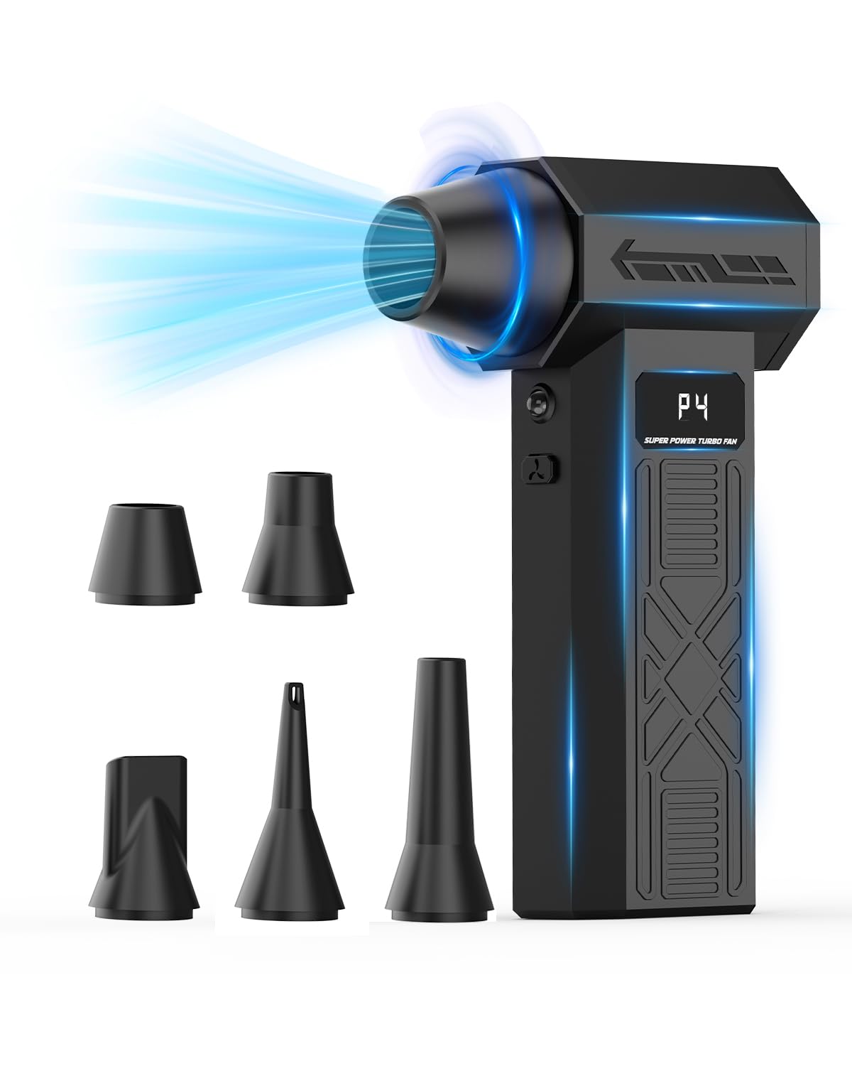 MiaEpic Compressed Air Duster - Rechargeable Electric Air Blower for Keyboard,Camera,PC Vents,Car Interiors & Home,Outdoor Dusting - 280,000 RPM,5 Nozzles,4 Speeds,Fast Charging