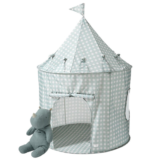 3 Sprouts Kids Play Tent - Sustainable Recycled Fabric – Fun Spacious Childs Playhouse for Indoor Games for Boys & Girls - Durable Fort Pop Up House for Toddlers & Children Age 3-10 - Gingham Blue